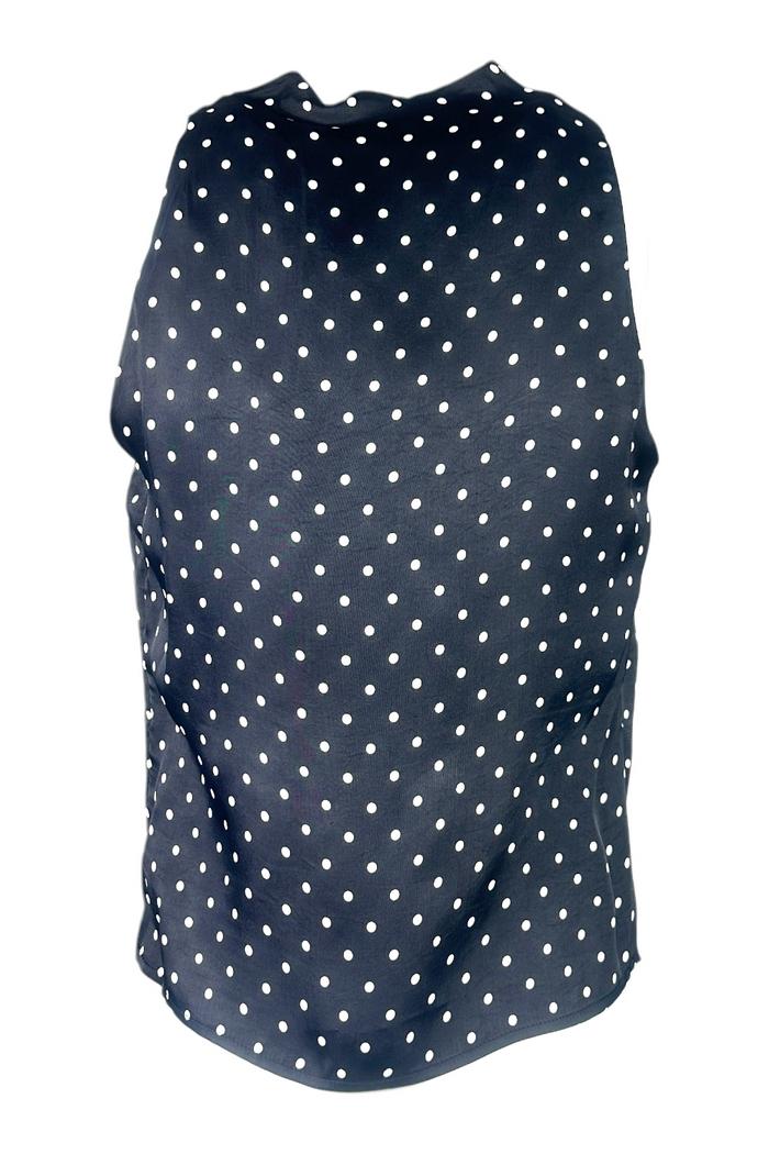 top donna a pois in raso neroi e bianco