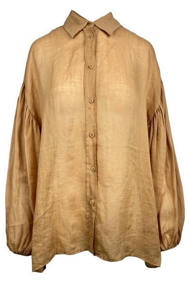 camicia donna in lino caramello