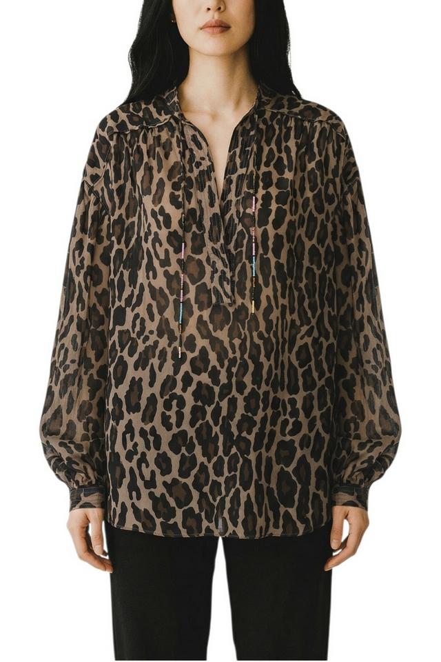 camicia donna maculata marrone e nera