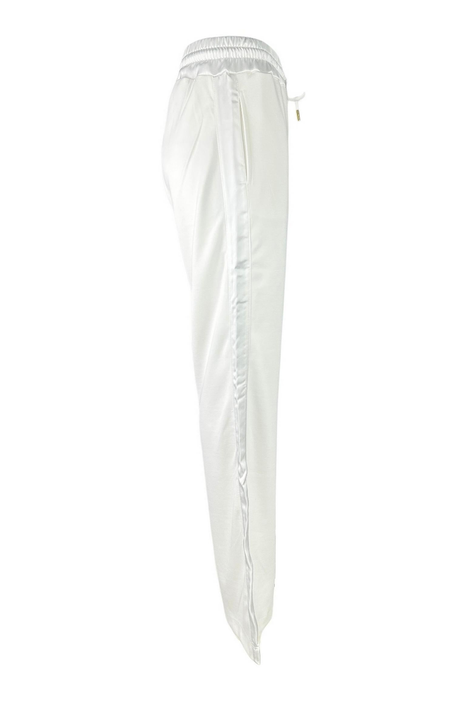 pantalone donna largo in modall con banda in raso latte