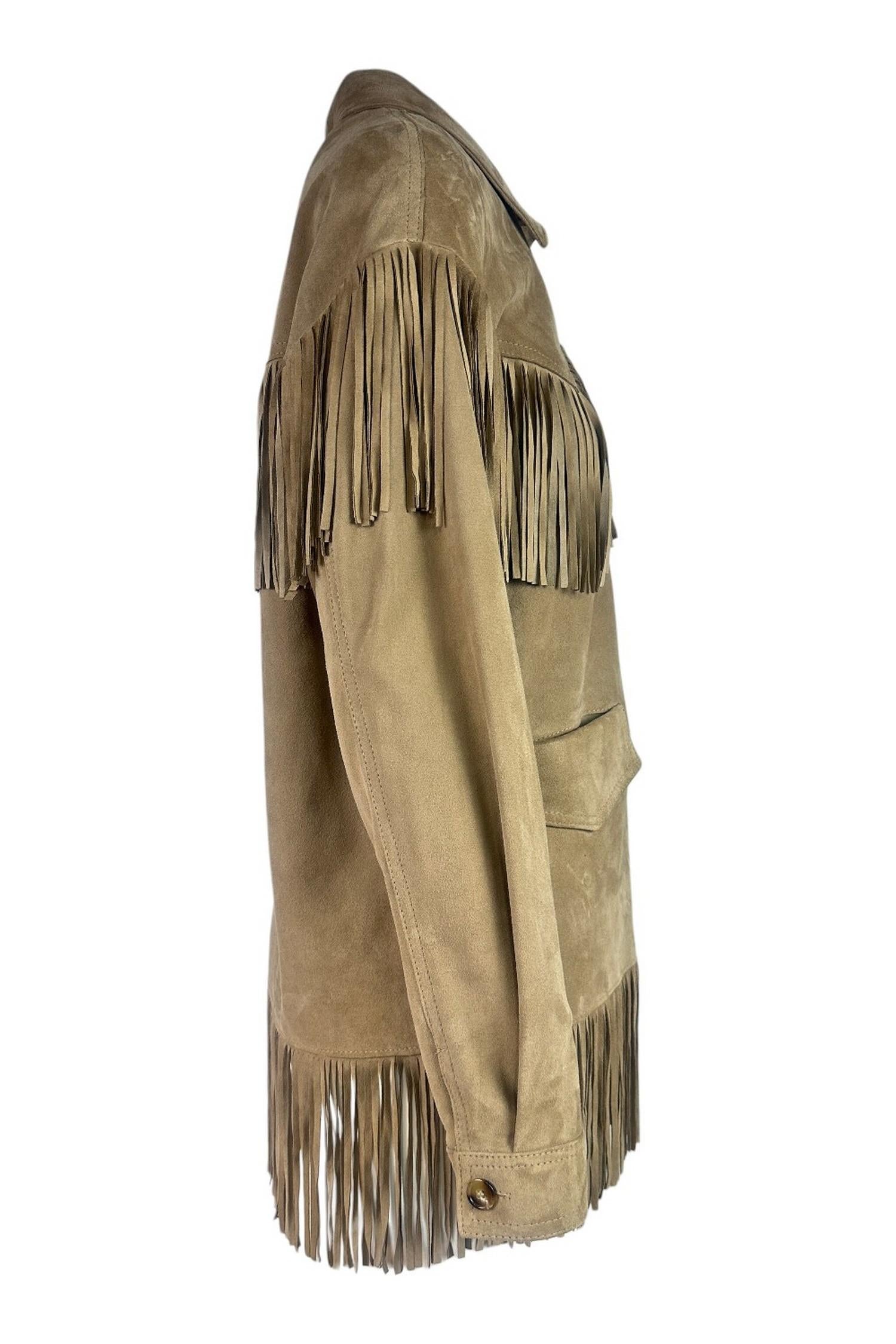 giacca donna in pelle con frange beige