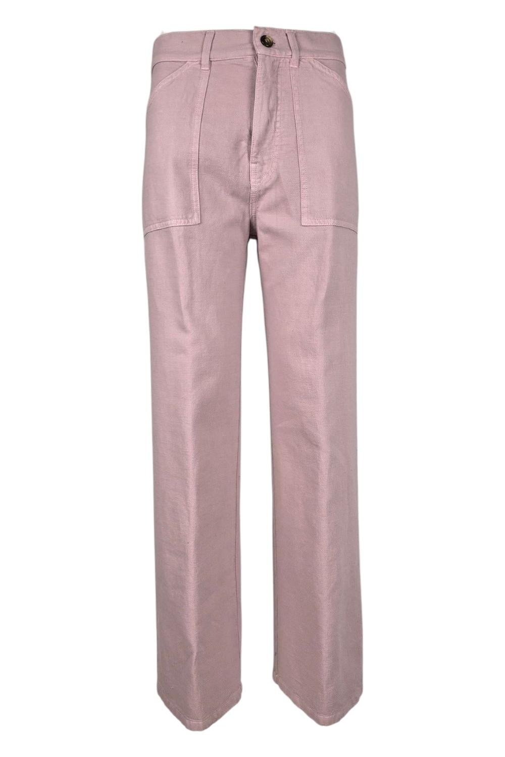 pantalone donna baggy in canvas rosa