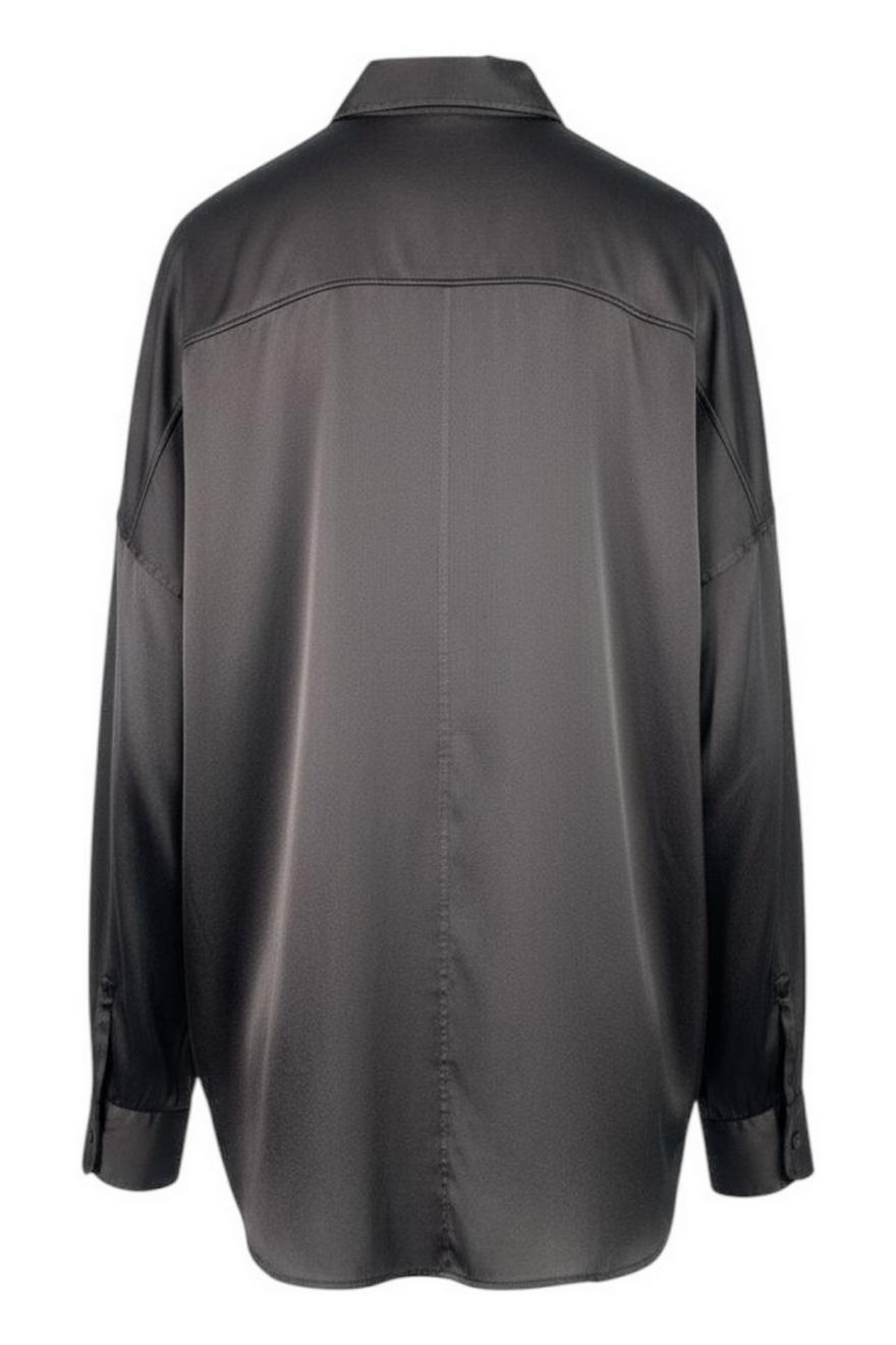 camicia donna over in seta marrone