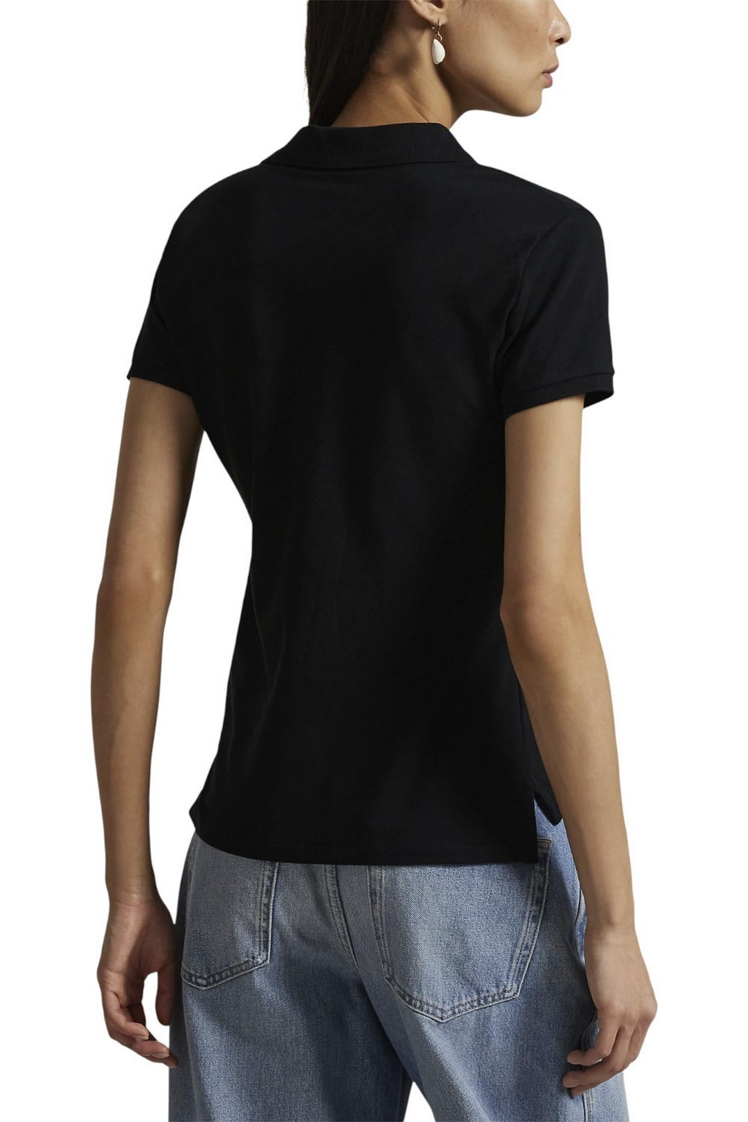 polo donna con abbottonatura lunga nero