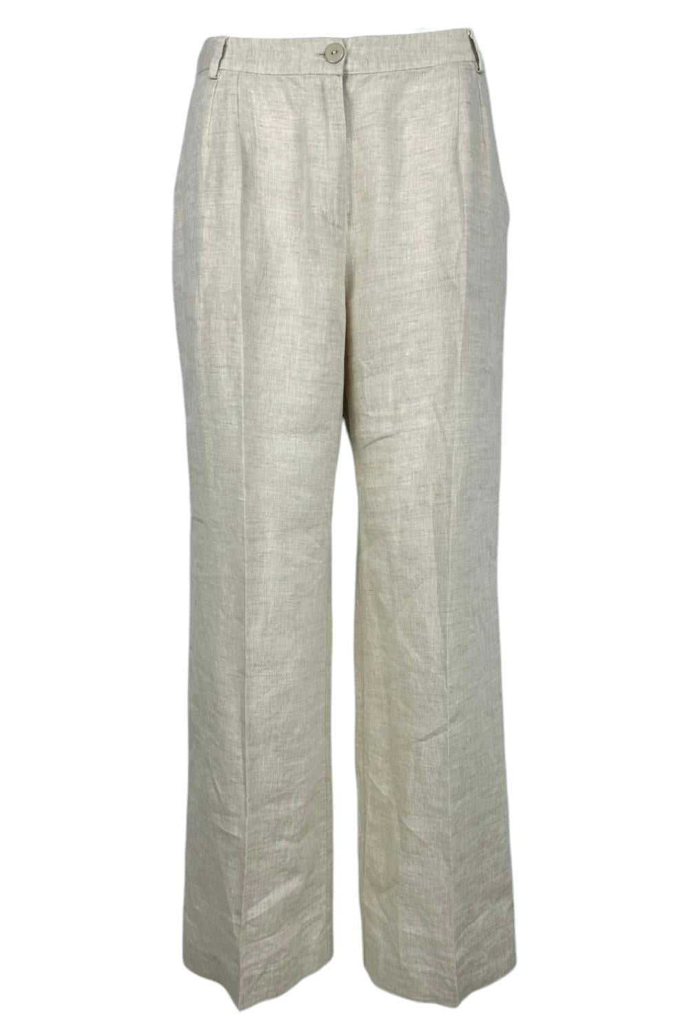 pantalone donna in lino beige