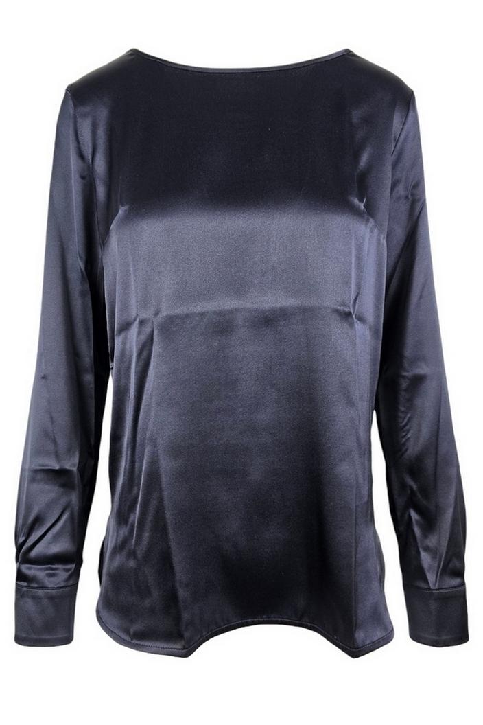 camicia donna girocollo raso blu