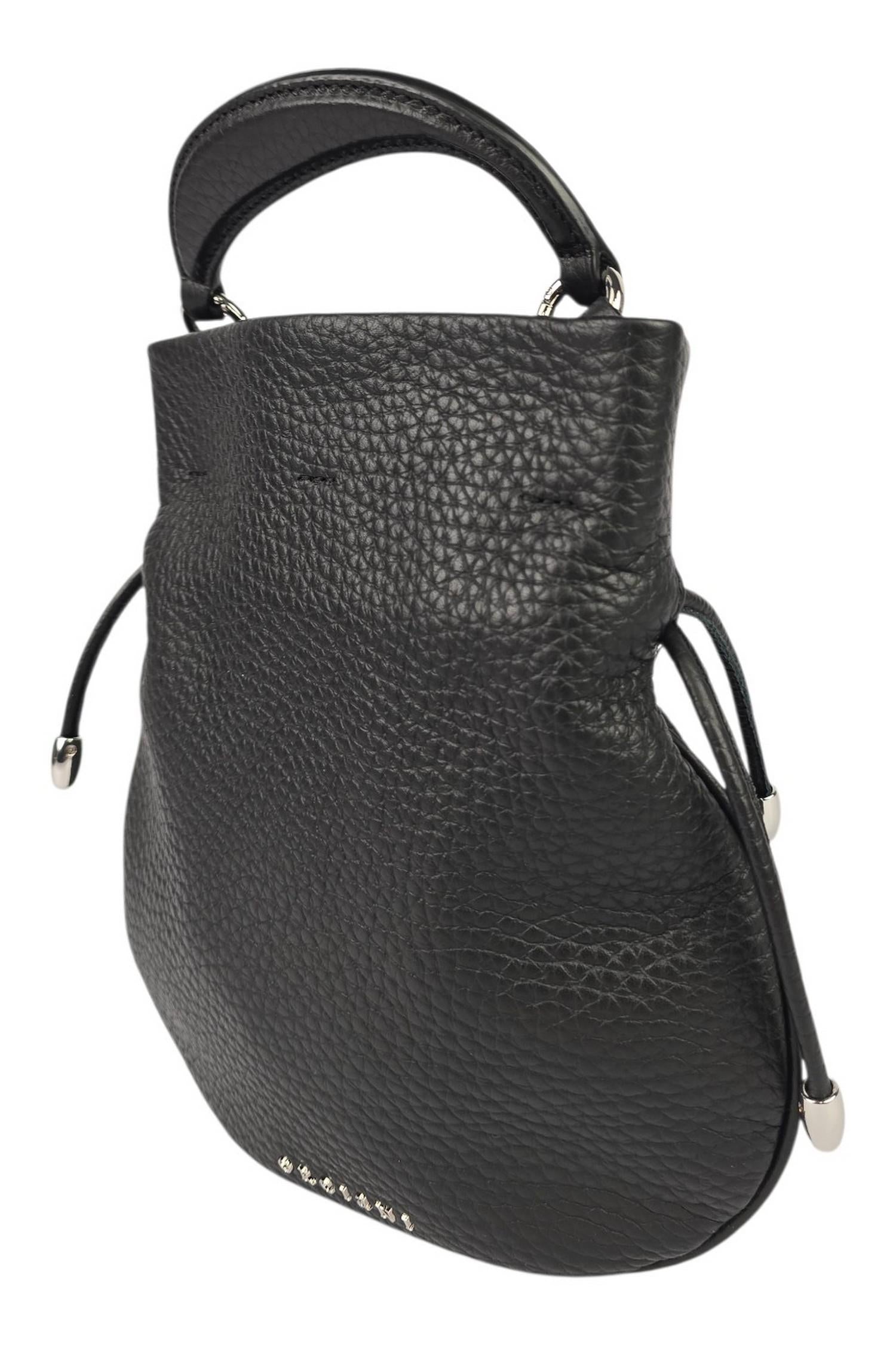 Mini bag donna Juice in pelle martellata nero