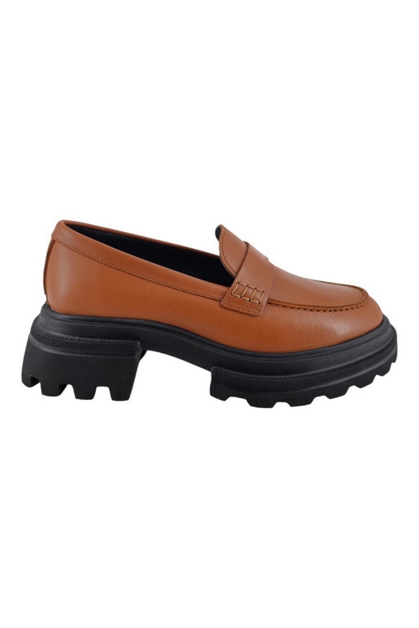 mocassino donna in pelle cuoio