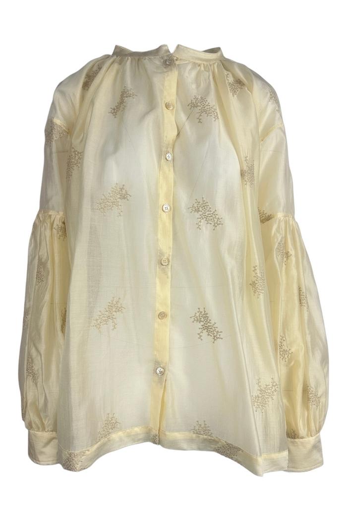 camicia donna in chiffon riacamato beige