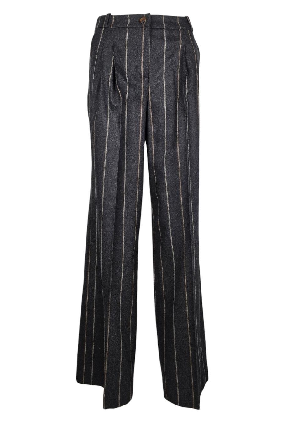 pantalone donna gessato marrone e grigio