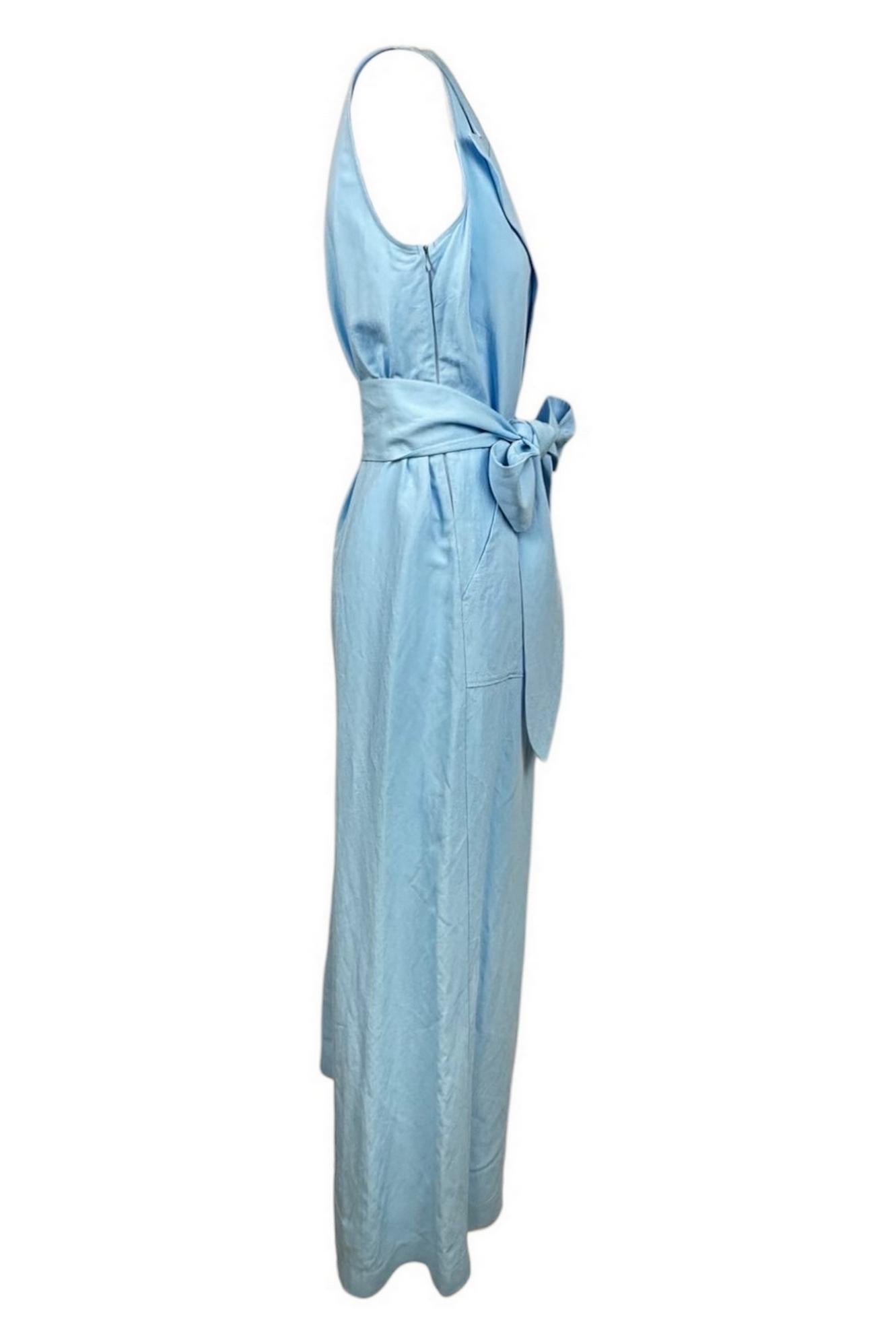 tuta donna in lino azzurro
