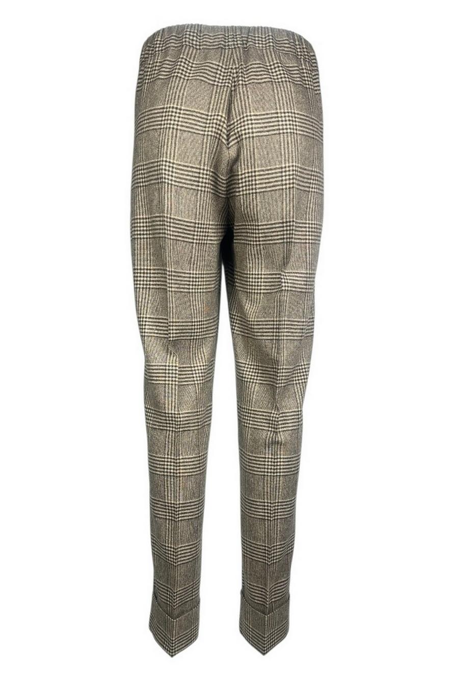 pantalone donna fantasia check cammello