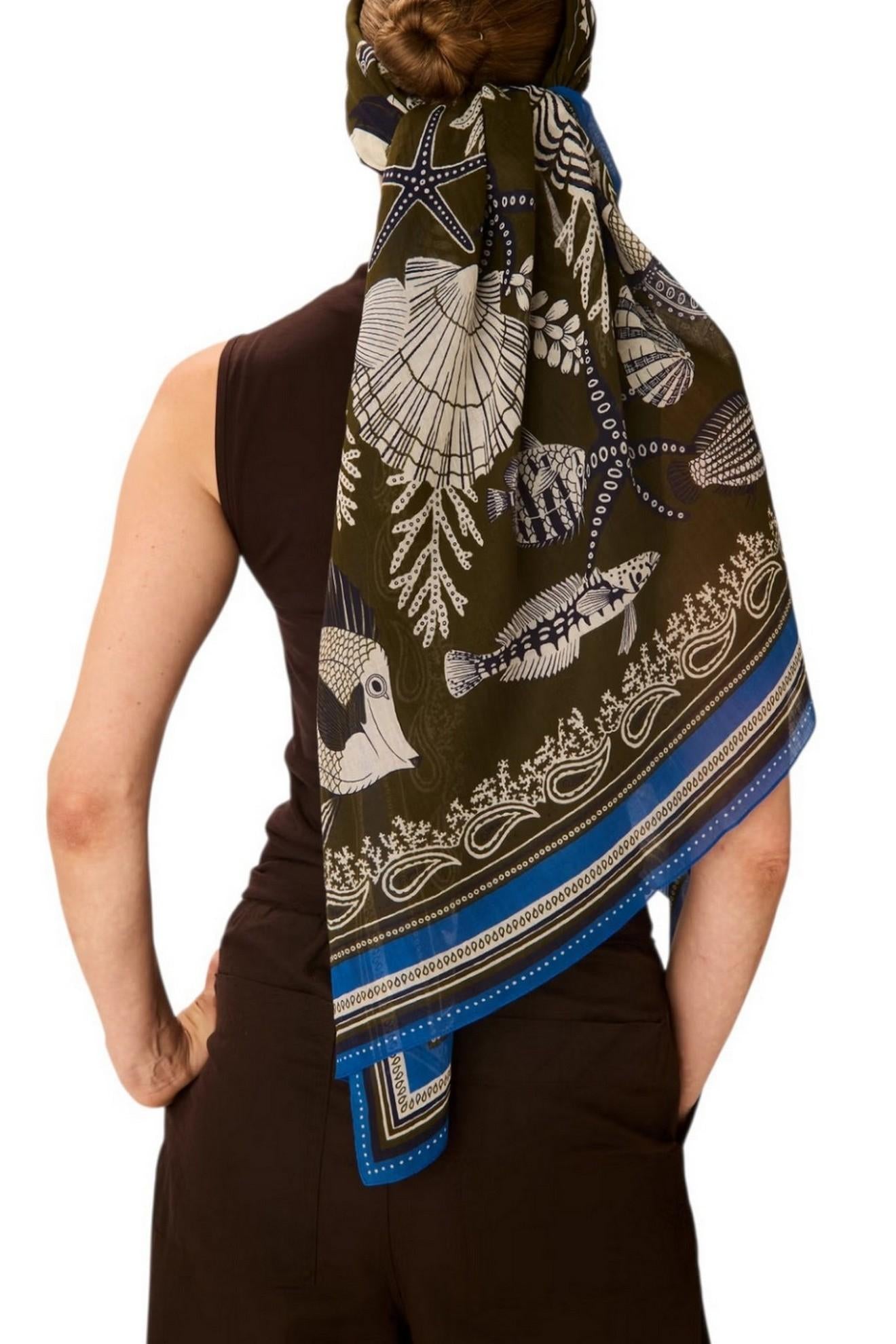 sciarpa donna 100x190 fantasia neptune militare