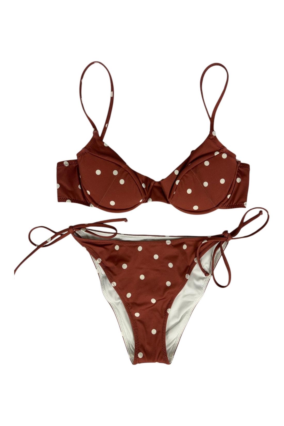 costume donna fantasia pois mattone e bianco