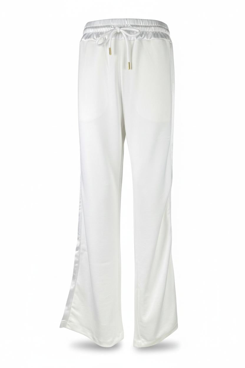 pantalone donna largo in modall con banda in raso latte