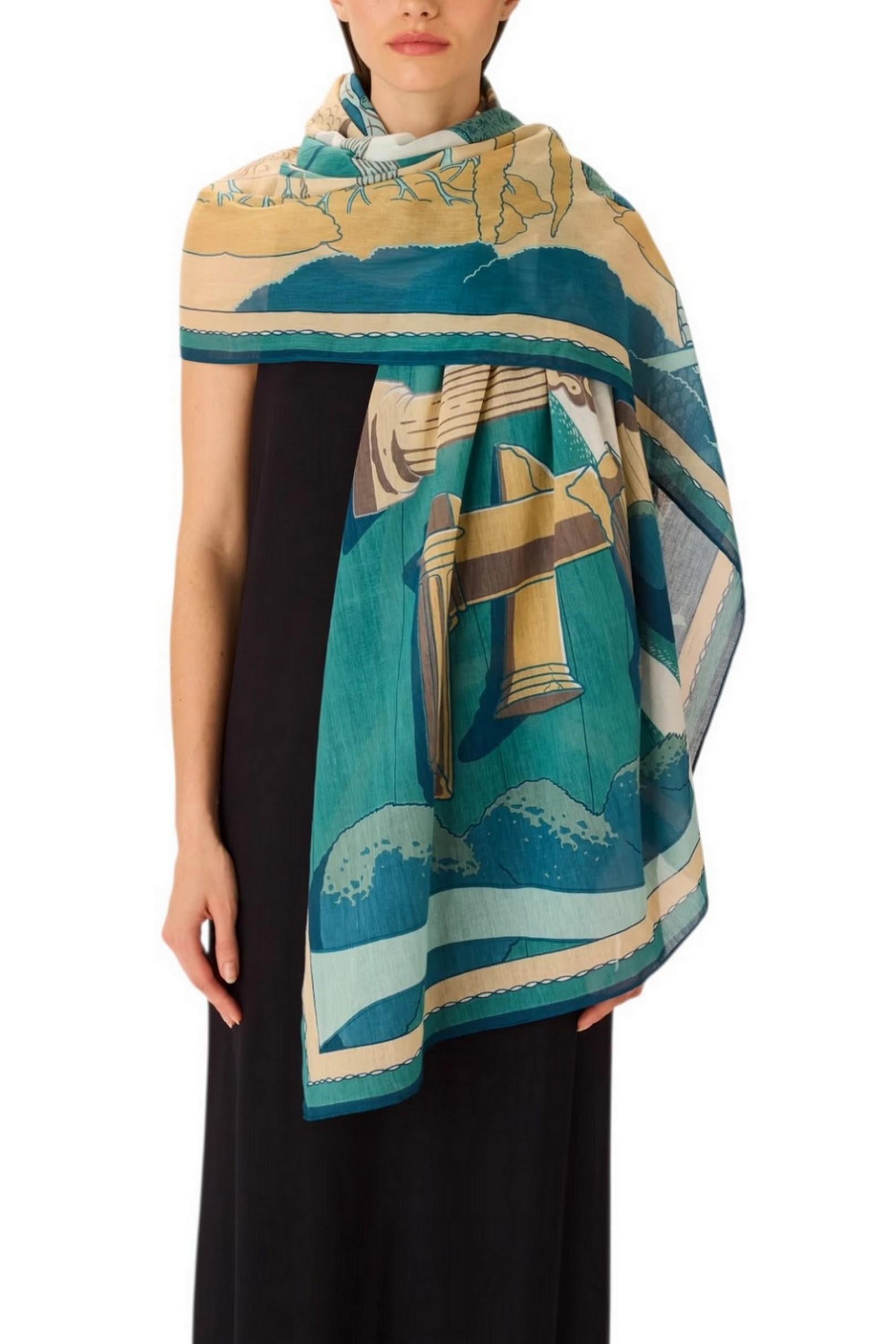 sciarpa donna 100x190 fantasia jardin turchese