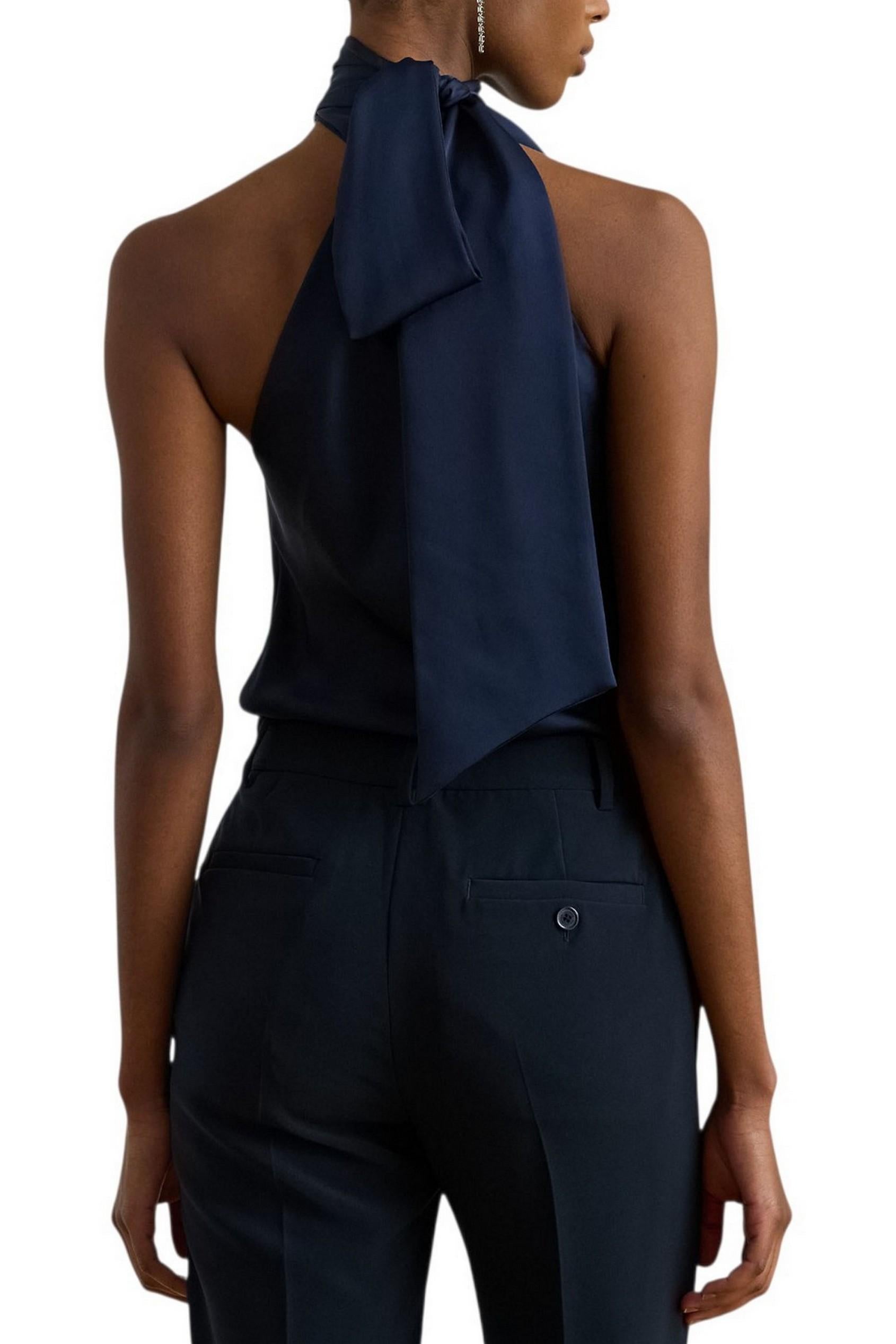 top donna asimmetrico blu
