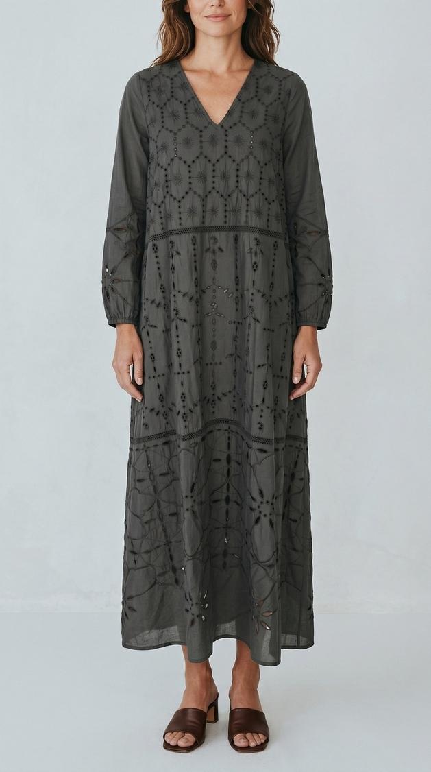 abito donna in sangallo marrone