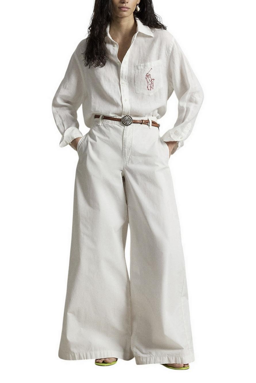 camicia donna con big pony bianco