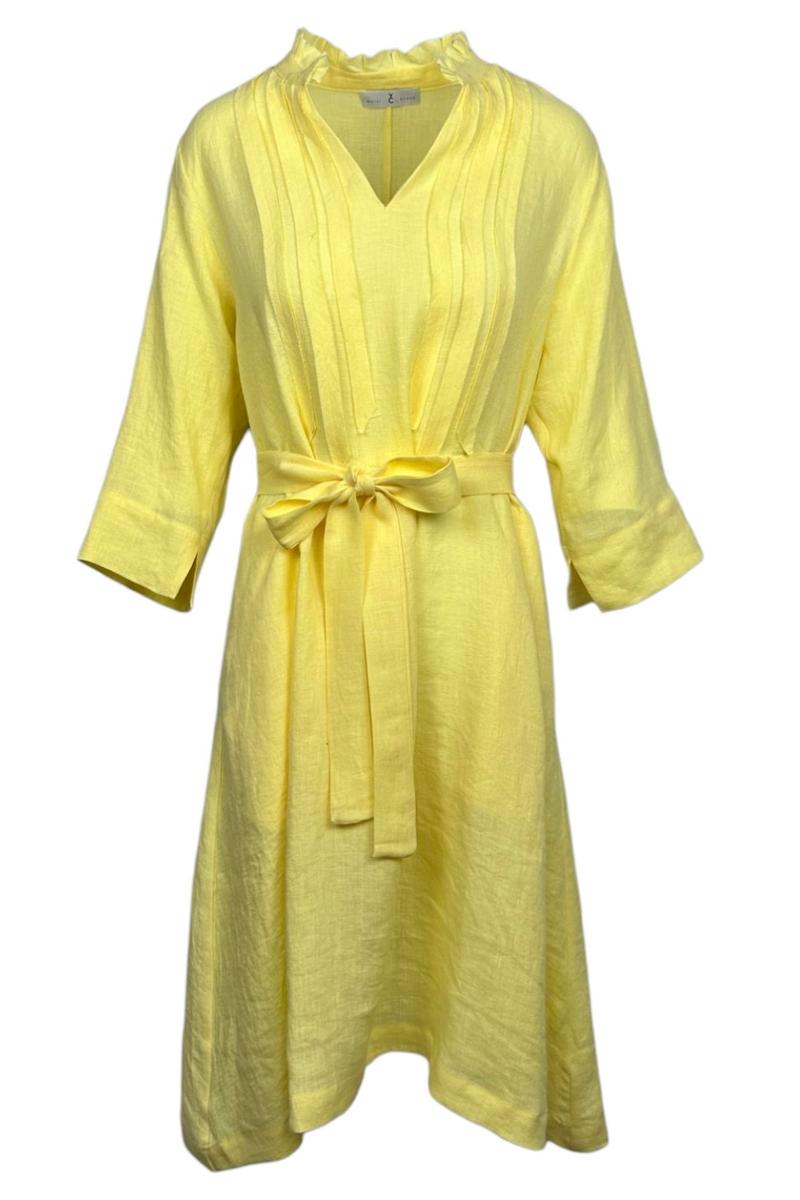 abito donna in lino con liste giallino
