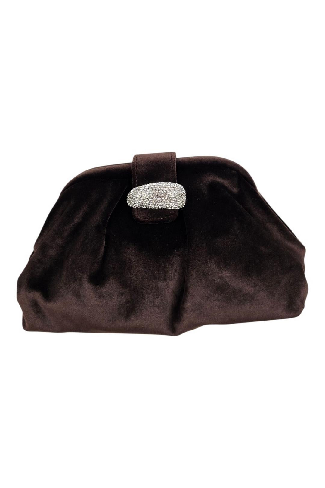clutch donna in velluto marrone