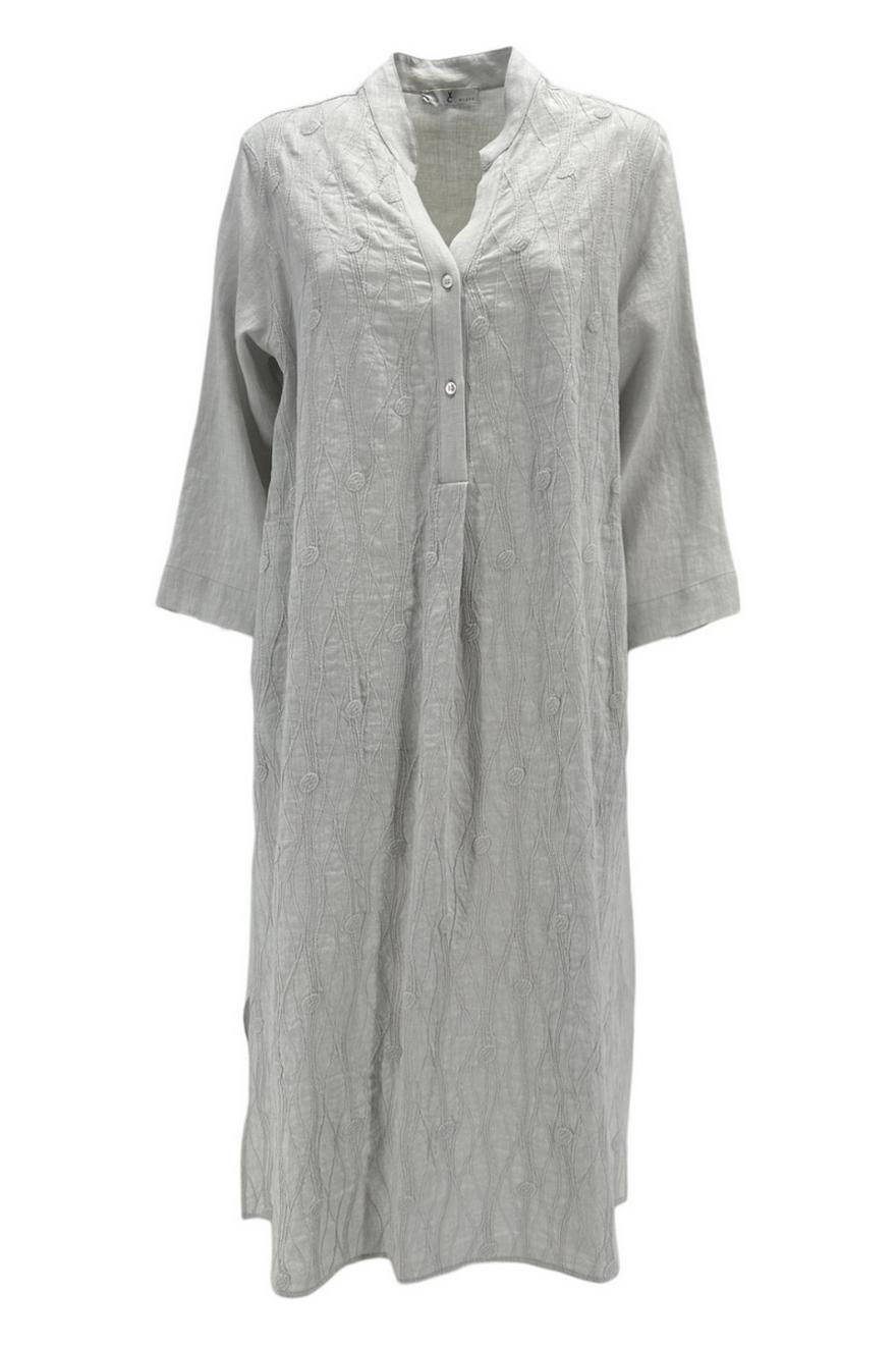 abito donna in lino perla con ricami