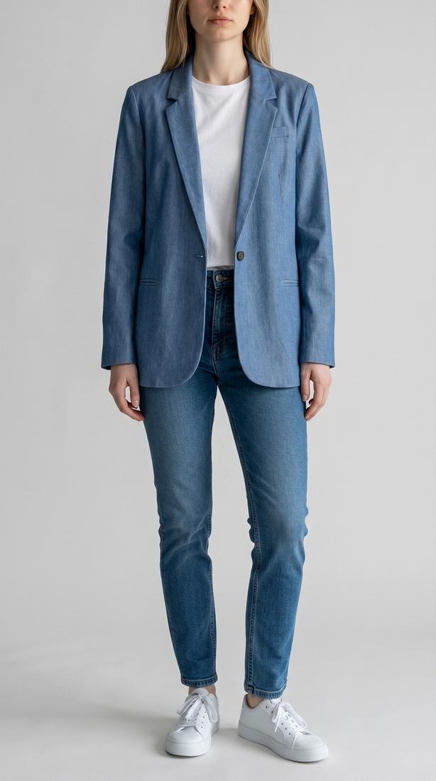 giacca monopetto denim