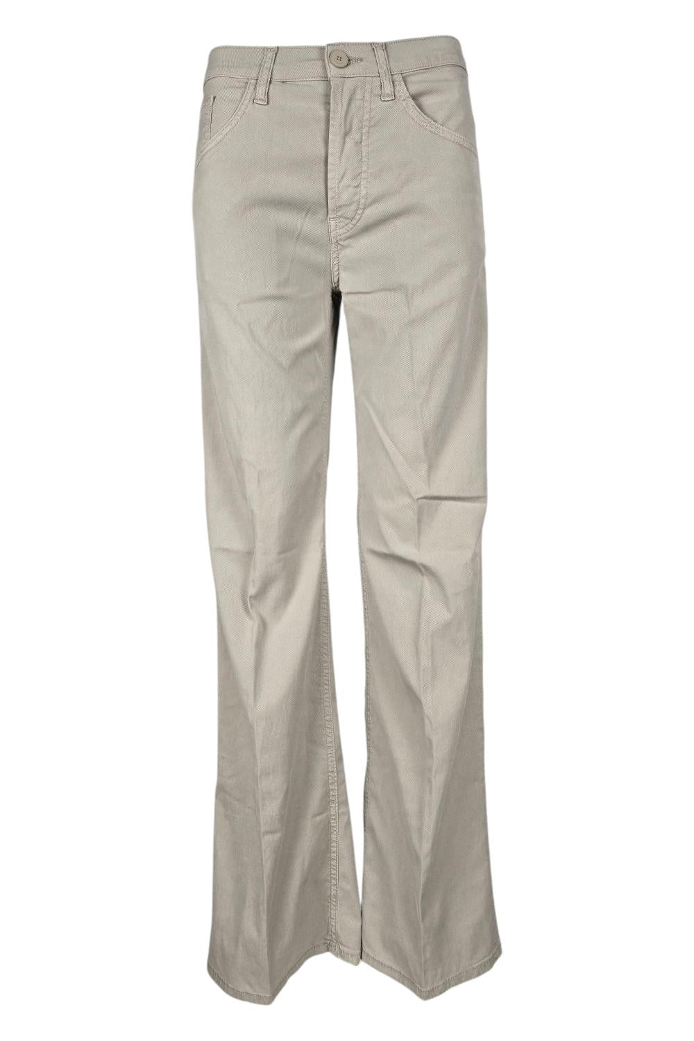 pantalone donna jacklyn in gabardina di cotone tortora