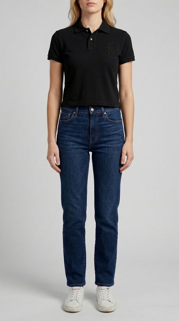 polo donna cropped nero