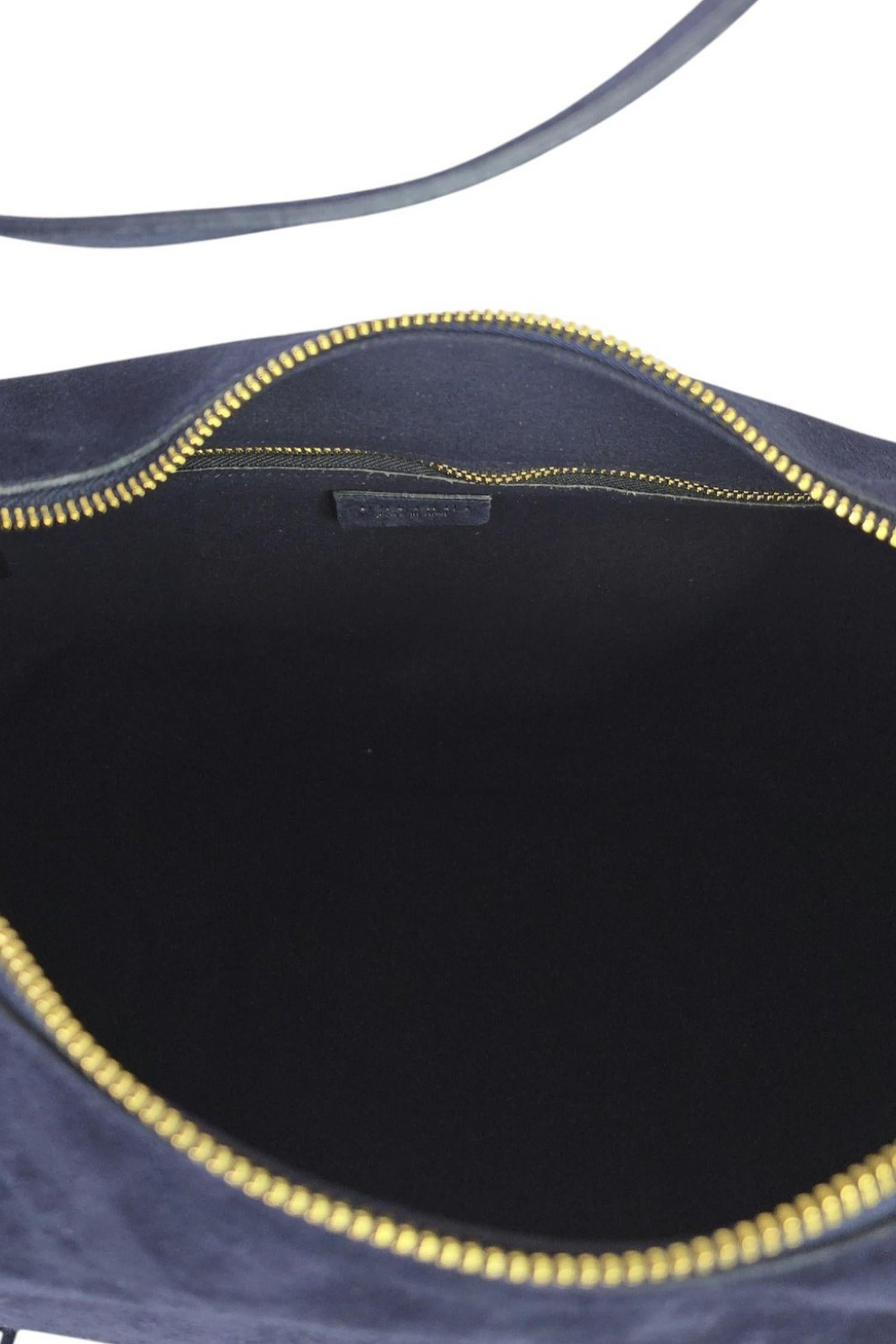 borsa donna isola in camoscio con frange blu