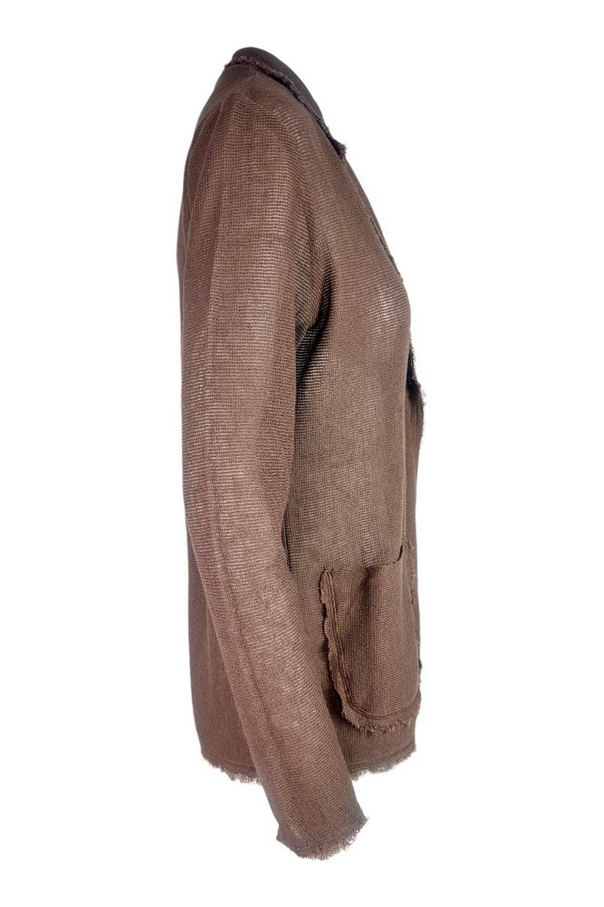 giacca donna lunga in lino marrone