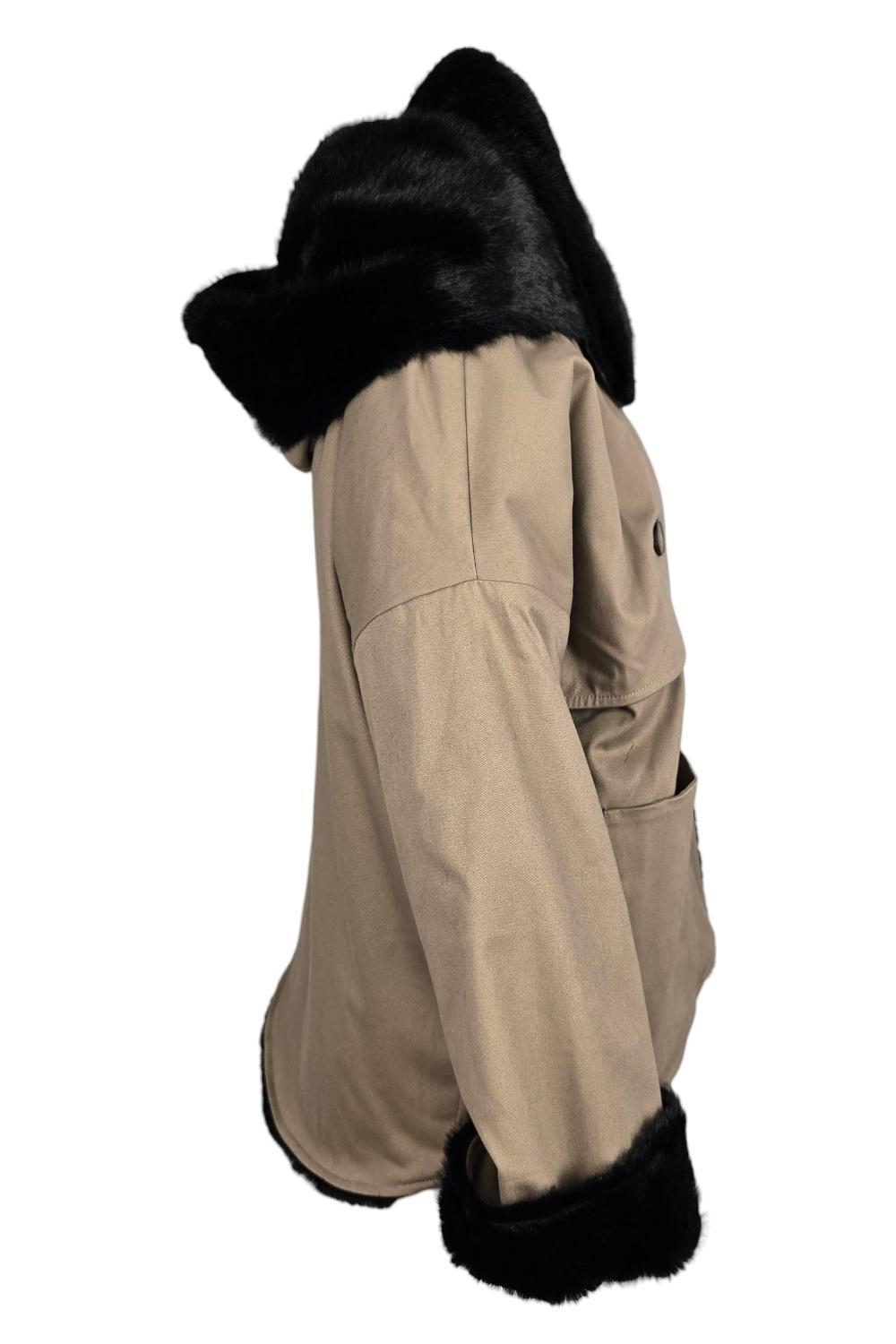 trench donna a scatola con interno in eco-visione cammello