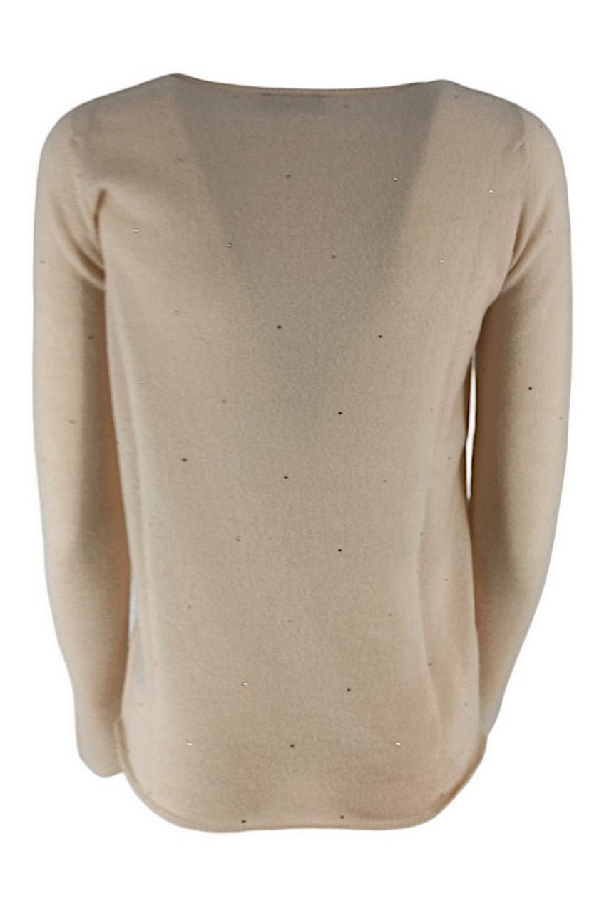 Maglia donna girocollo latte con paillettes 