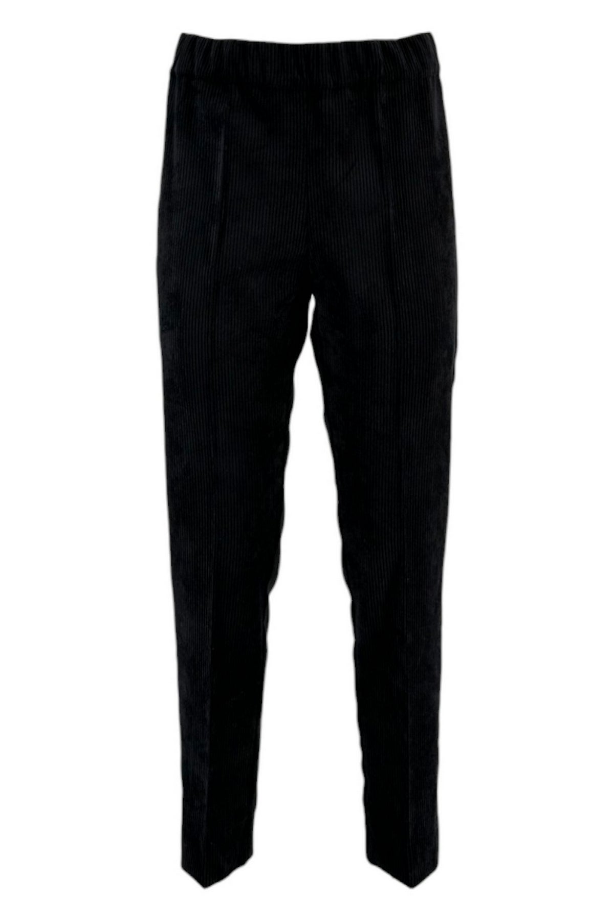 Pantalone donna nero modello sigaretta in velluto costa roccia 