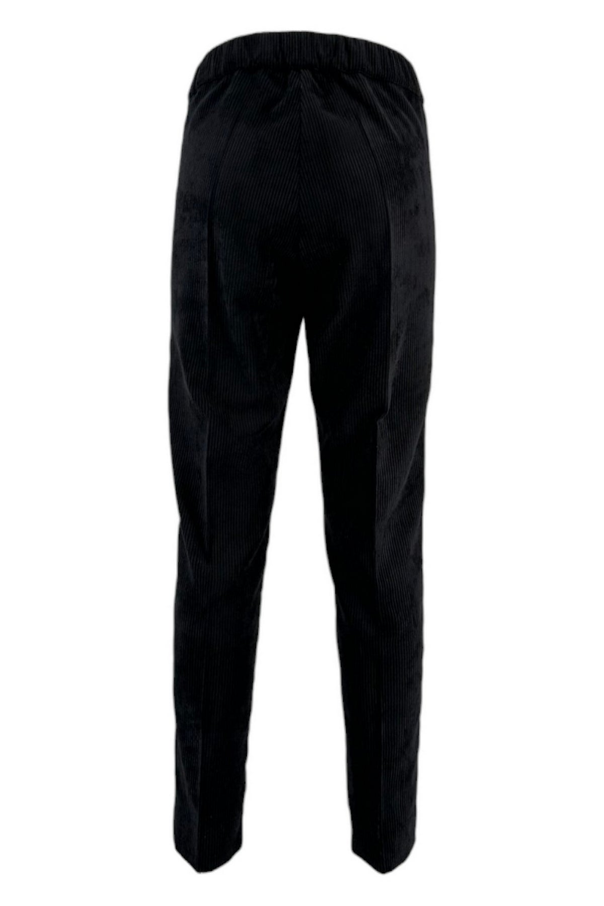 Pantalone donna nero modello sigaretta in velluto costa roccia 