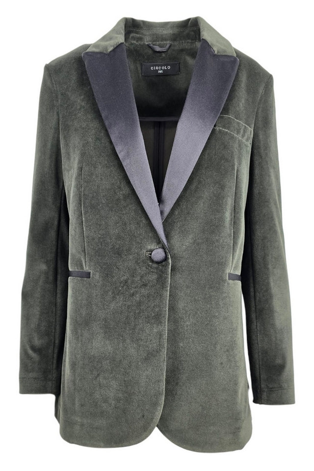 giacca donna smoking in velluto liscio militare 