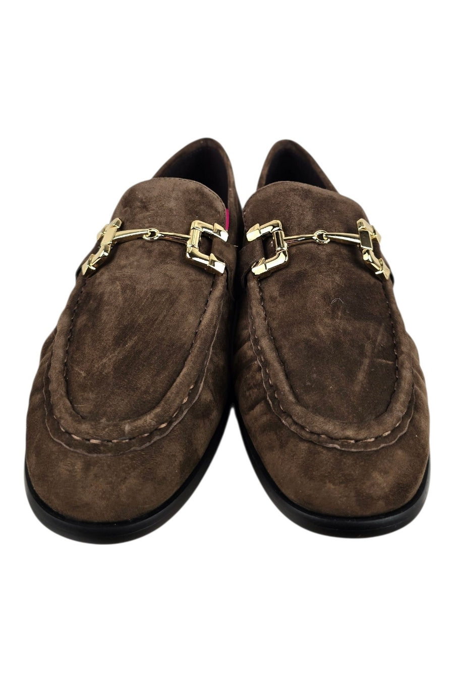 mocassino donna in camoscio marrone con staffa 
