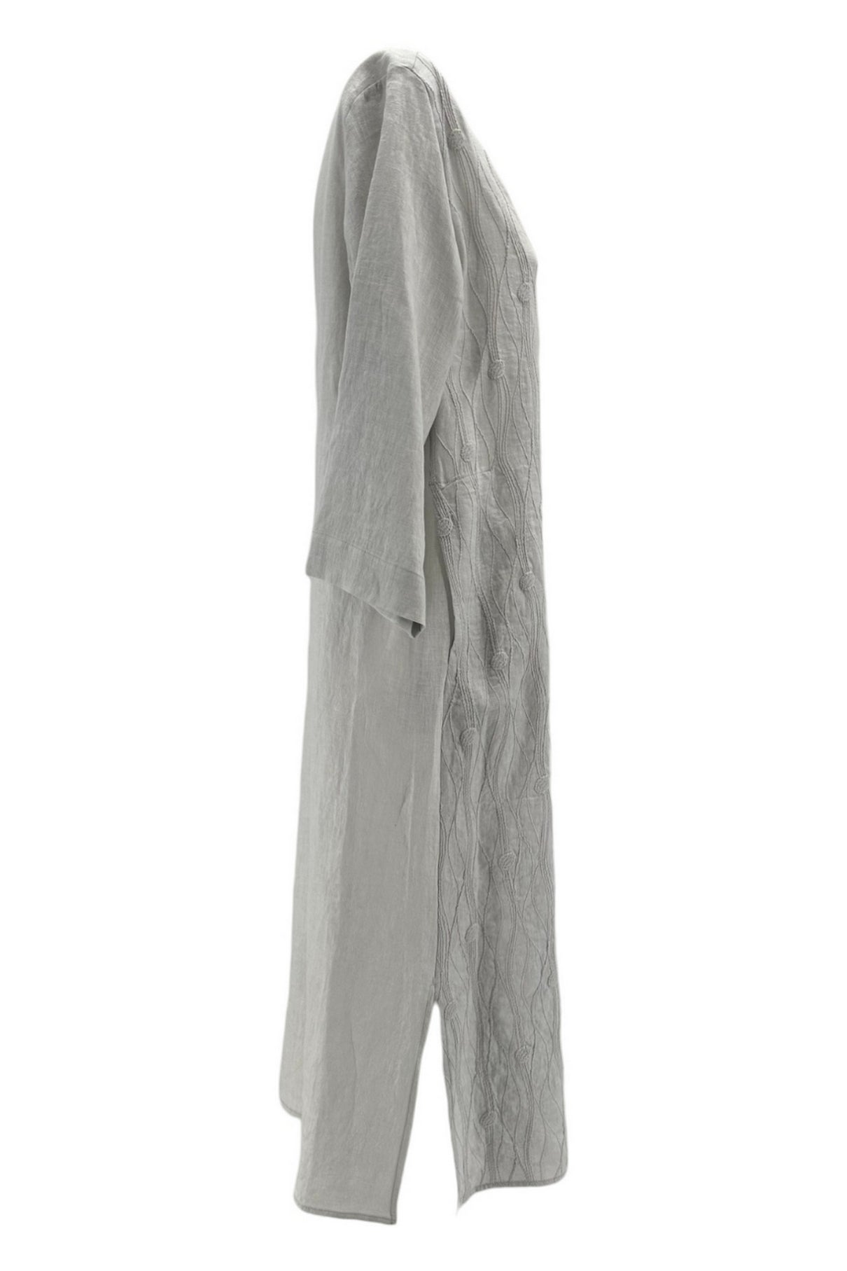 abito donna in lino perla con ricami 