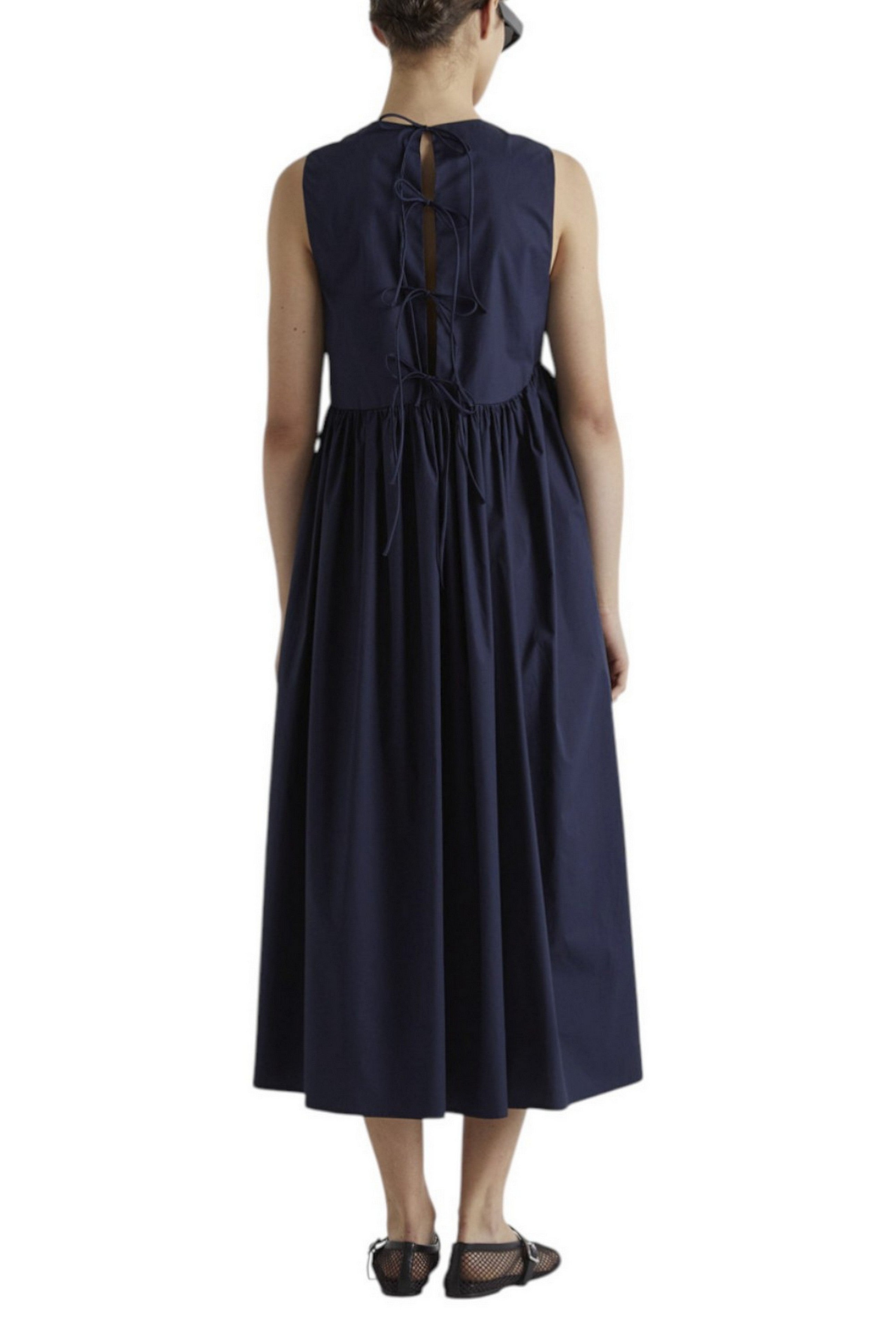 abito donna in cotone con ruches blu 