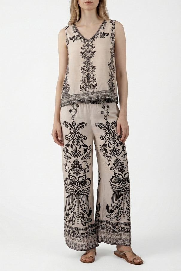 pantalone fantasia fiori 