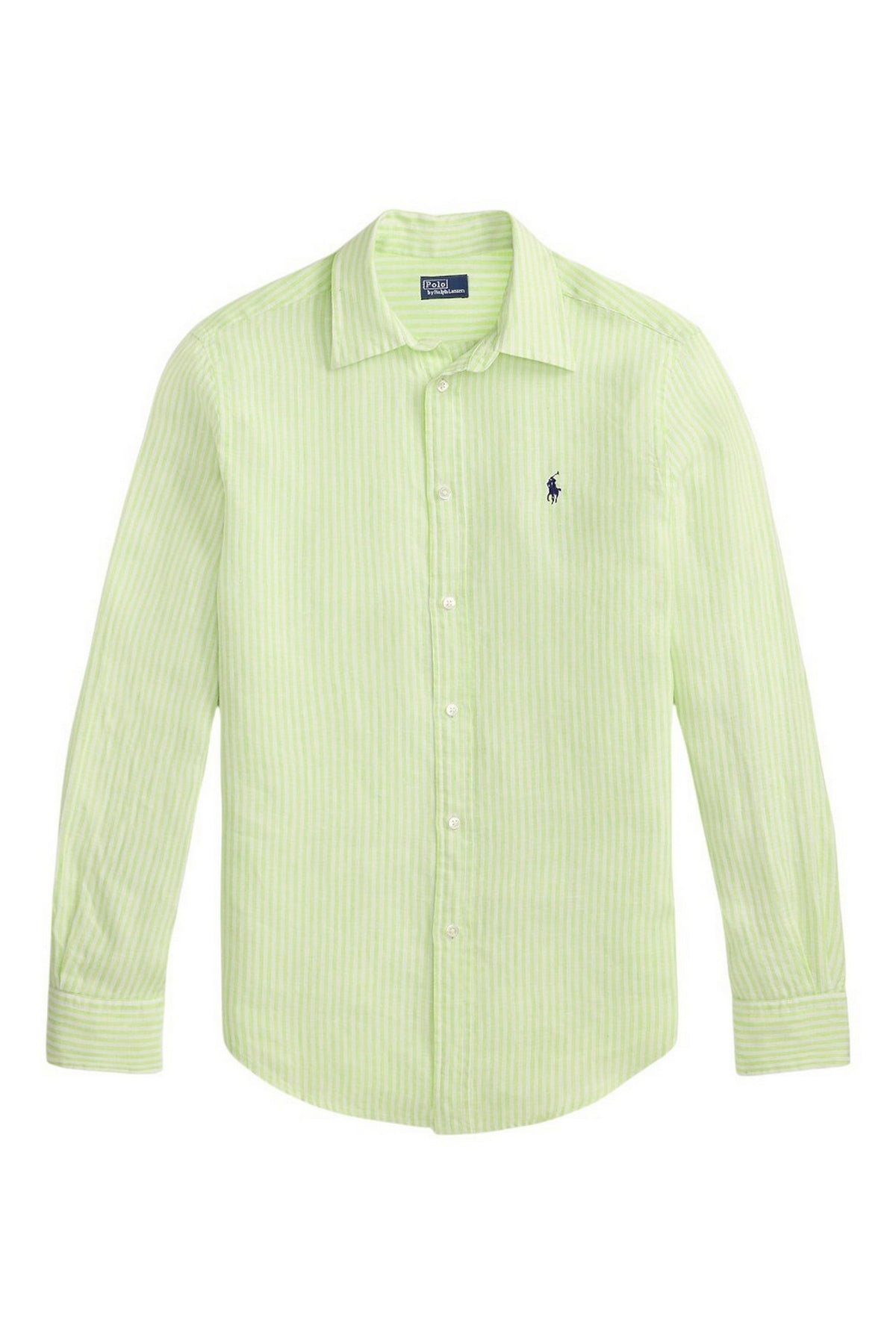 camicia donna in lino over a righe lime e bianco 