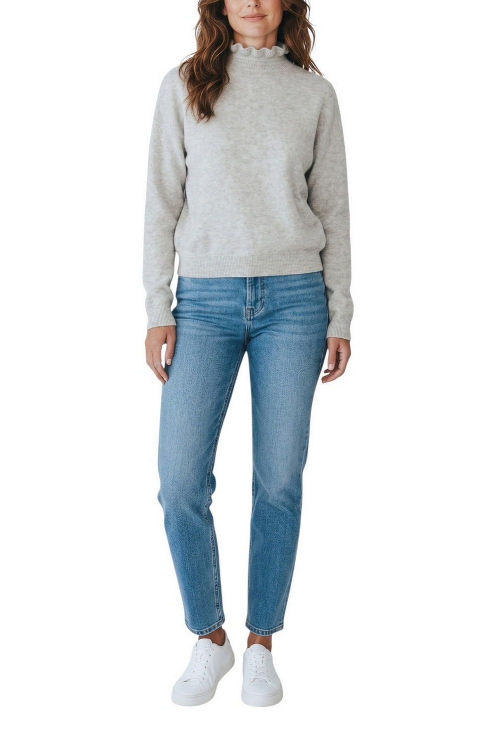 maglia con voulant sul collo 