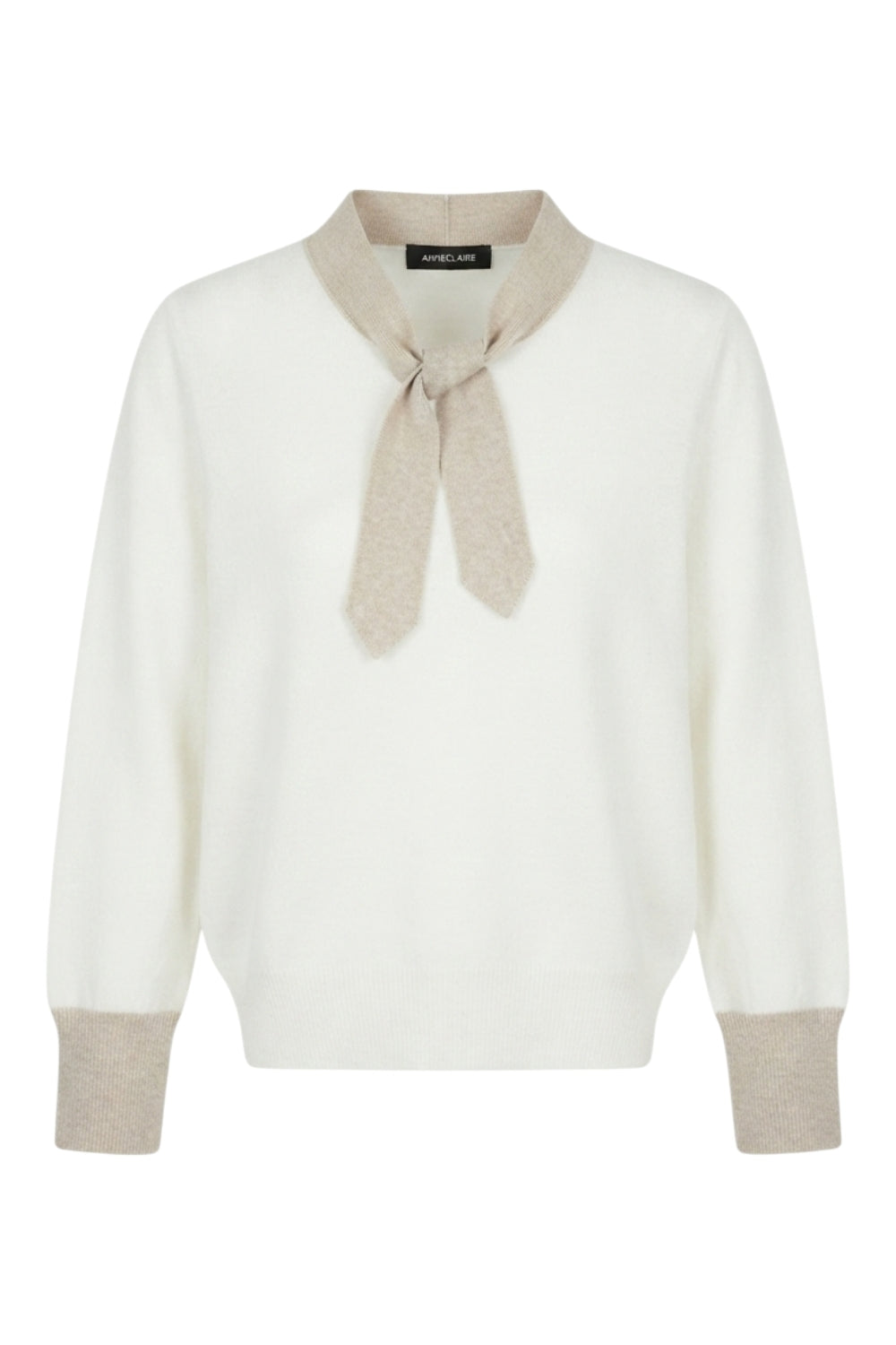 maglia fiocco collo contrasto 