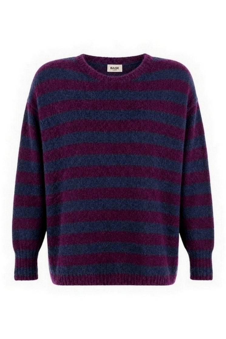 maglia girocollo a righe in alpaca 