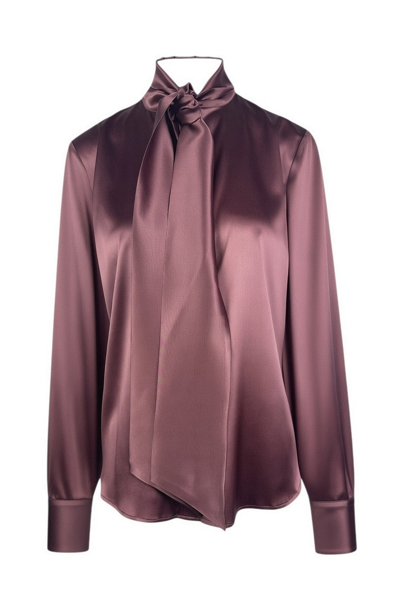camicia in raso con fiocco 
