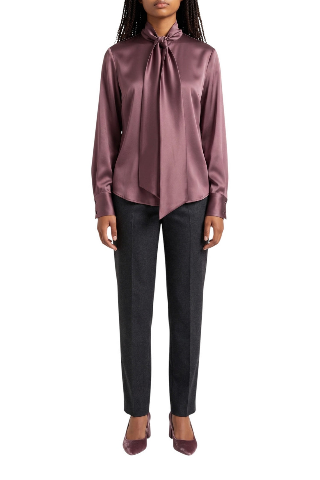 camicia in raso con fiocco 
