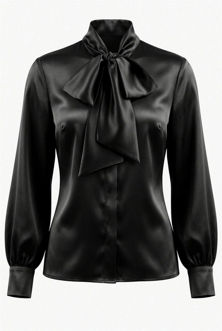camicia in raso con fiocco 