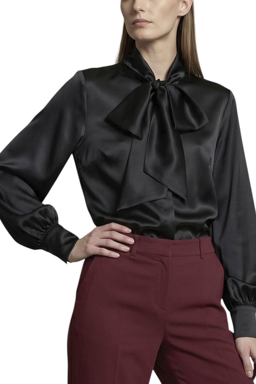 camicia in raso con fiocco 