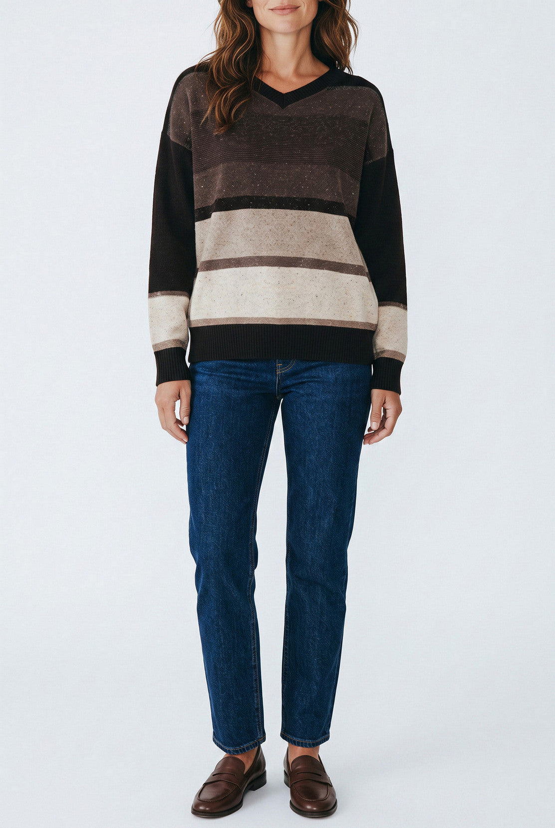 maglia con lurex scollo a v 