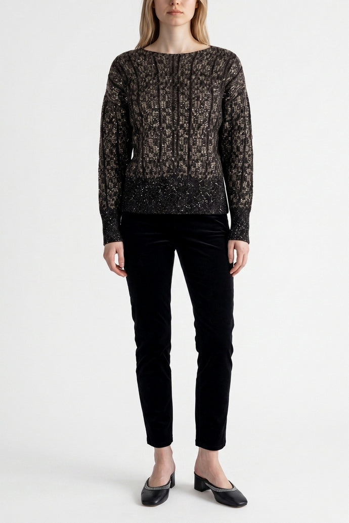maglia fantasia galles con paillettes 